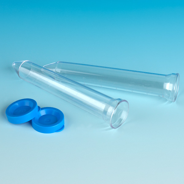 Globe Scientific Urine Collection System, 12mL Flared Top Urine Centrifuge Tube and Separate Blue Snap Cap Image