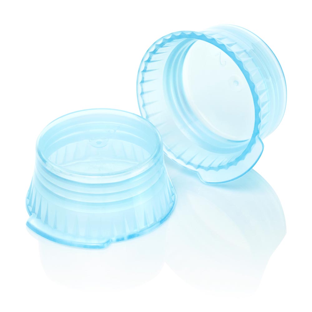 Globe Scientific Snap Cap, Translucent Blue, PE, for 16mm Glass and Evacuated tubes Image