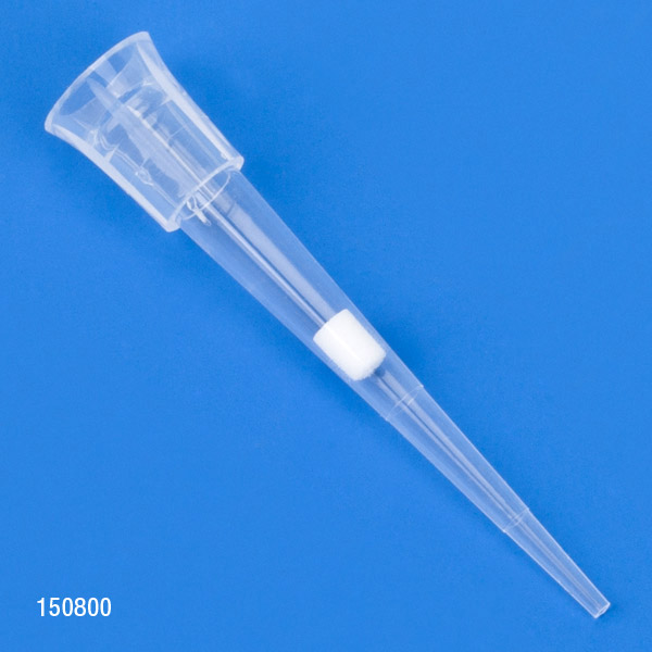 Globe Scientific Filter Pipette Tip, 0.1 - 10uL, Certified, Universal, Low Retention, Graduated, 31mm, Natural, STERILE, 96/Rack, 10 Racks/Box Image