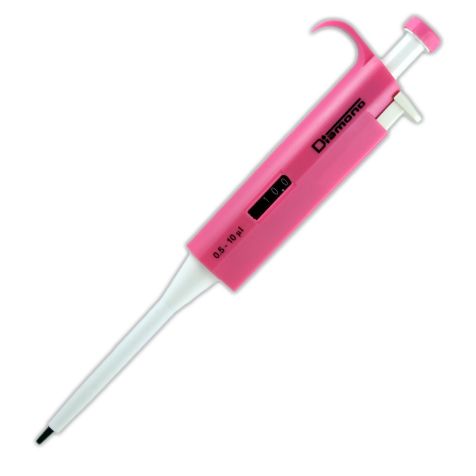 Globe Scientific Pipette, Diamond, Adjustable Volume, 0.5 - 10uL, Pink Image