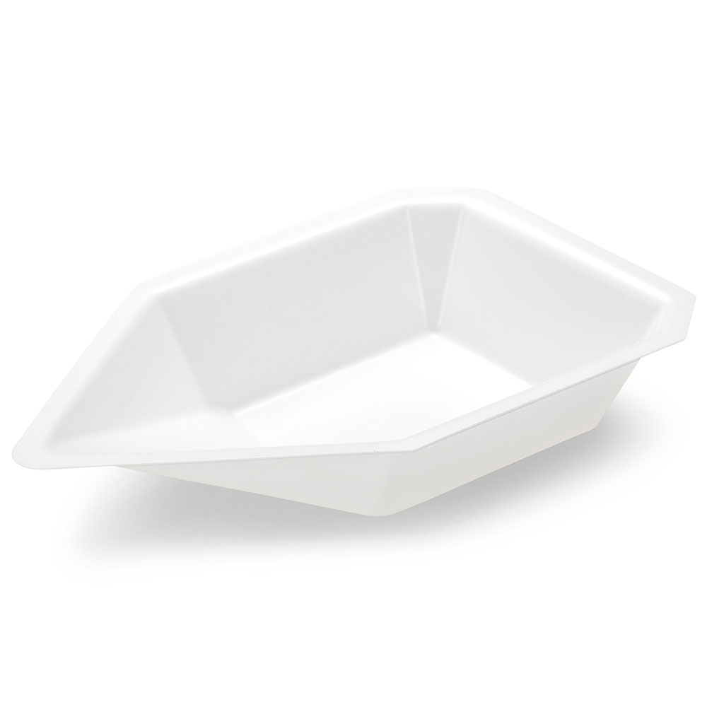 Globe Scientific Weighing Boat Vessel, Plastic, with Pour Spout, Antistatic, PS, White/Natural, 240mL Image