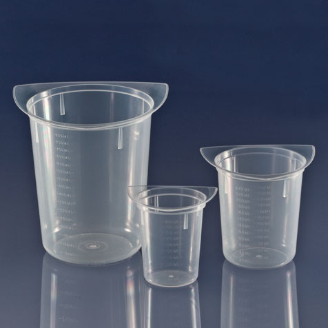 Globe Scientific Beaker, Three Corner, Clarified PP, Graduated, 250mL Image