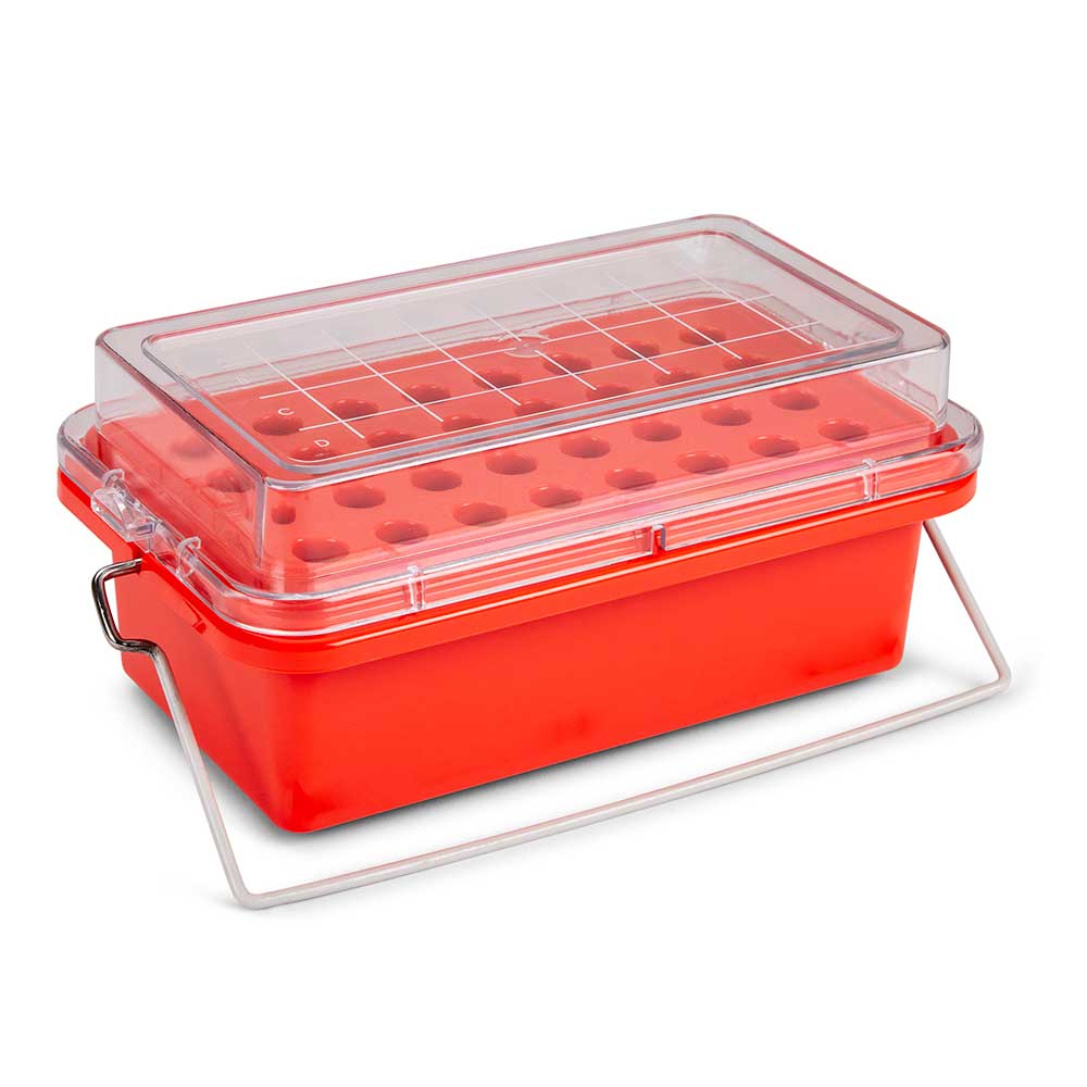 Globe Scientific CryoCool Mini Cooler, 0?C, 32-Place (4x8) for 1.5mL Tubes, Red Image