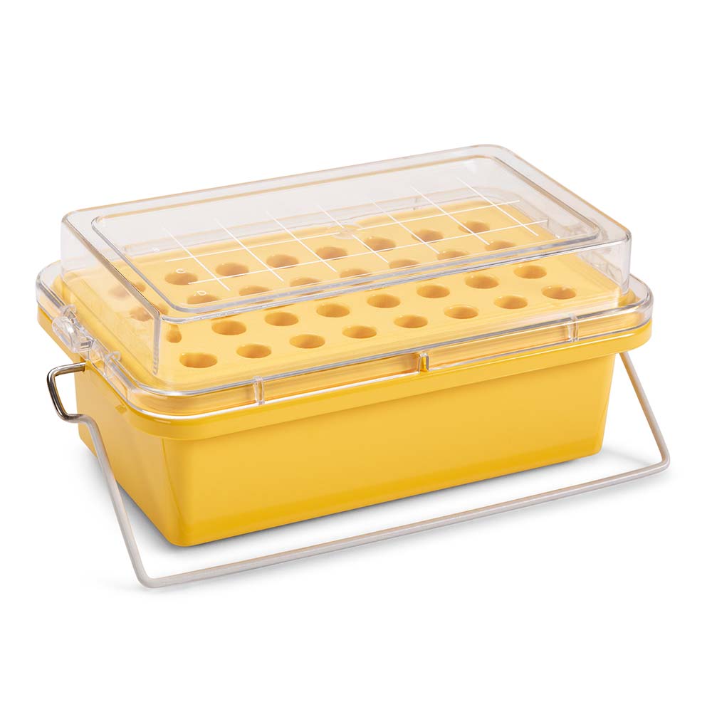 Globe Scientific CryoCool Mini Cooler, -20?C, 32-Place (4x8) for 1.5mL Tubes, Yellow Image