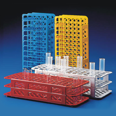 Globe Scientific Snap-N-Rack Tube Rack for 20mm and 21mm Tubes, 40-Place, PP, White Image