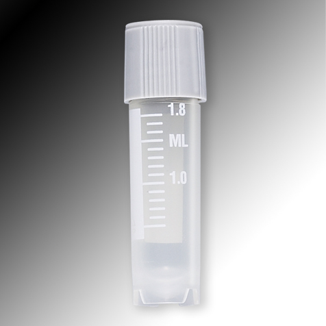 Globe Scientific Sample Tube, 2mL, External Threads, PP, White Graduations & Marking Area, Round Bottom, Self-Standing Image