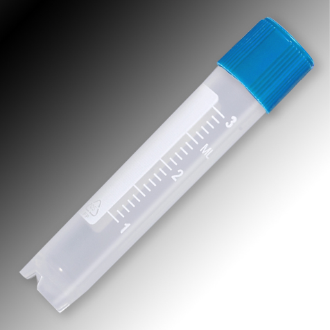 Globe Scientific Sample Tube, 3mL, External Threads, PP, White Graduations & Marking Area, Round Bottom, Self-Standing Image