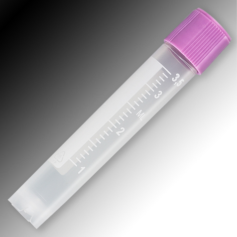 Globe Scientific Sample Tube, 4mL, External Threads, PP, White Graduations & Marking Area, Round Bottom, Self-Standing Image