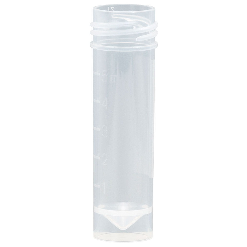 Globe Scientific Transport tube, 5mL, PP, self-standing, no screwcap, molded graduations, 250/bag Image