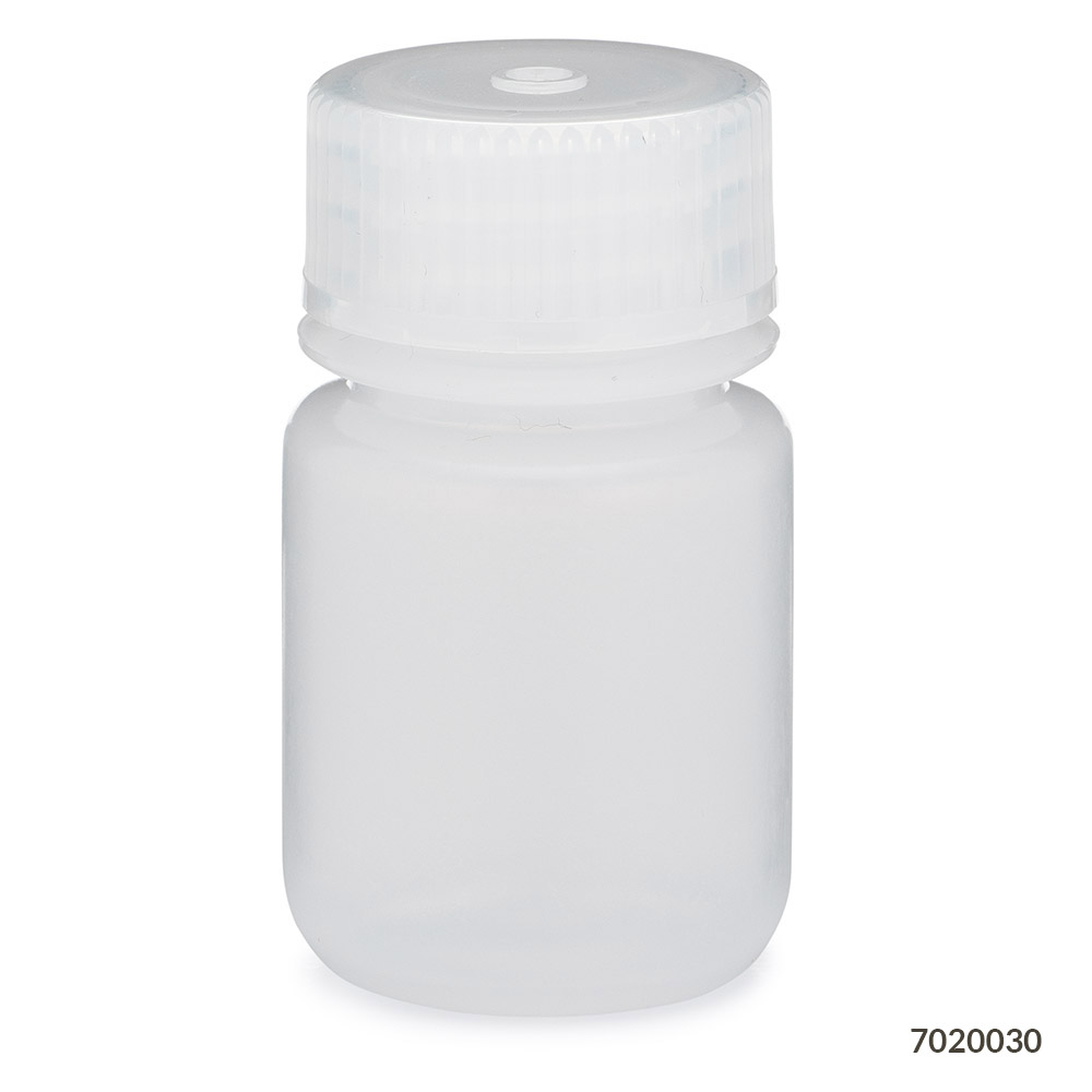 Globe Scientific Bottle, Wide Mouth, LDPE Bottle, Attached PP Screw Cap, 30mL, 12/Pack Image