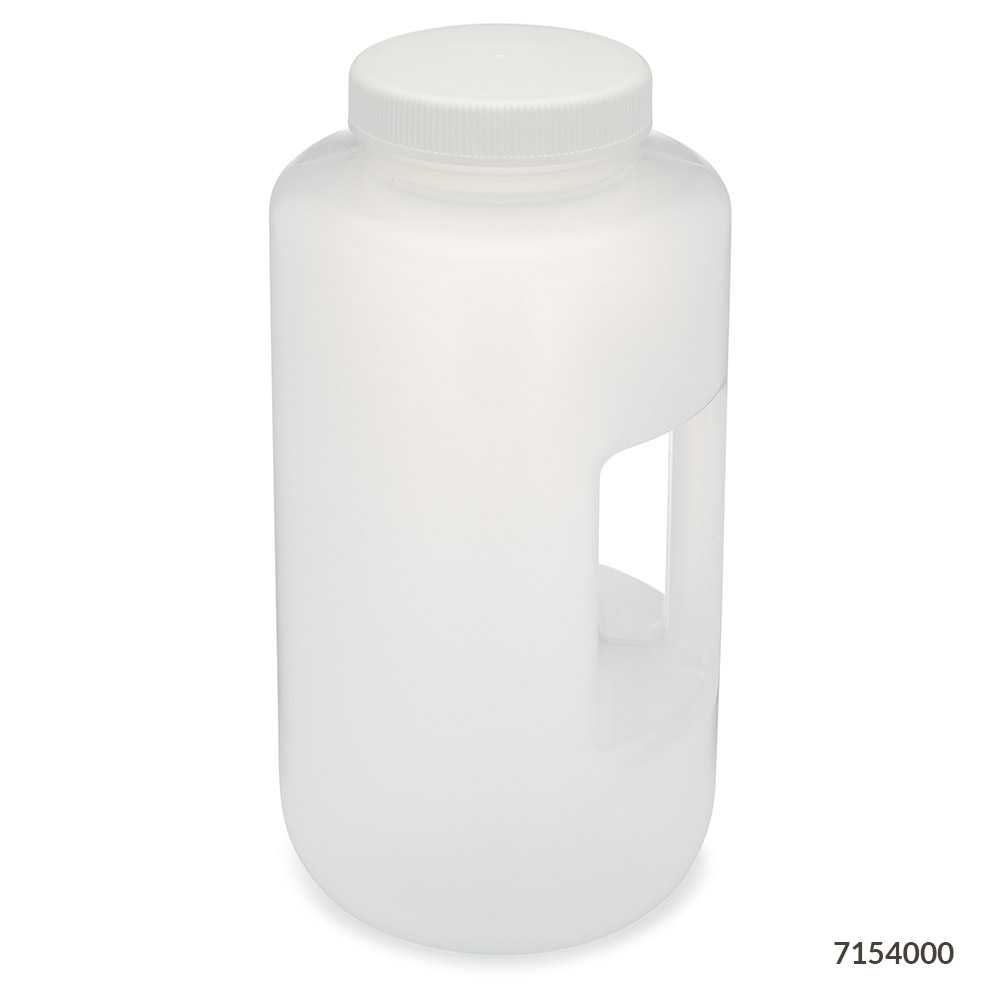 Globe Scientific Bottle, Large Wide Mouth with Handle, Round, PP Bottle, 100mm PP Screw Cap, 4 Litres (1.0 Gallons) Image