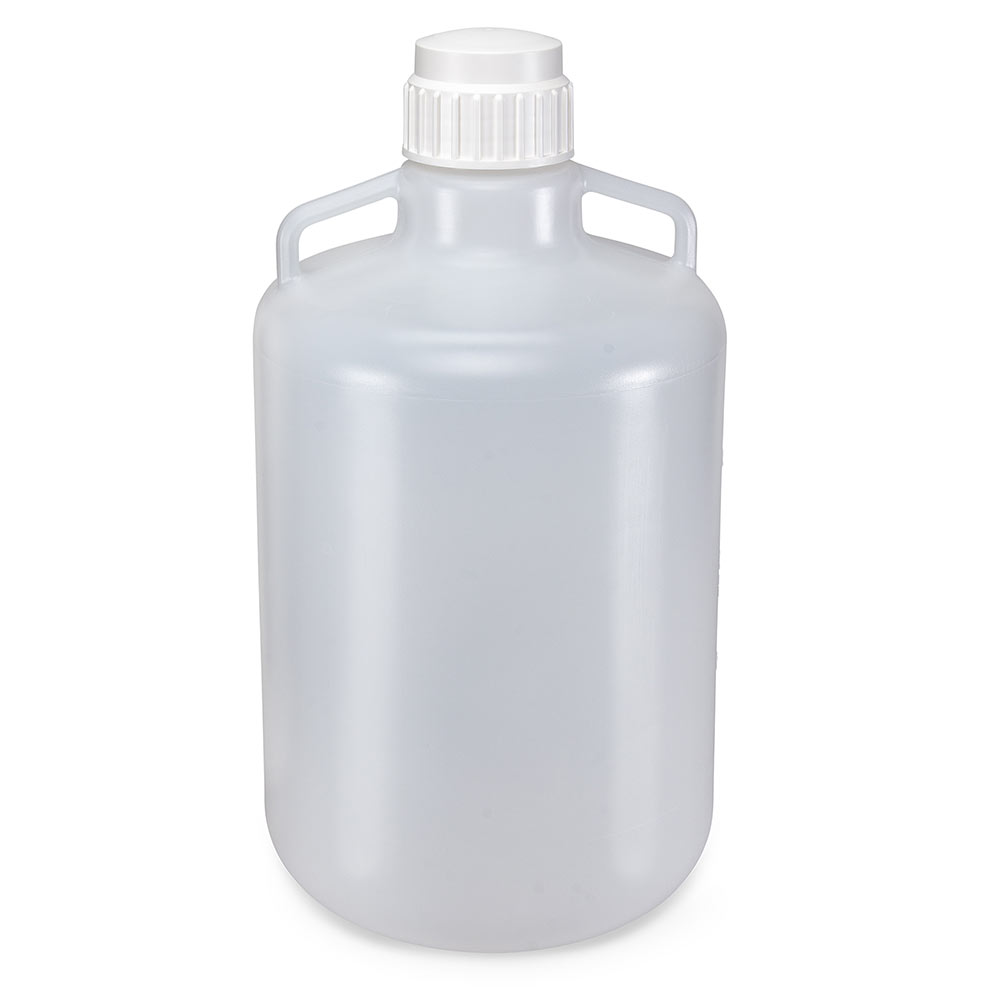 Globe Scientific Carboy, Round with Handles, PP, White PP Screwcap, 20 Liter, Molded Graduations, Autoclavable Image