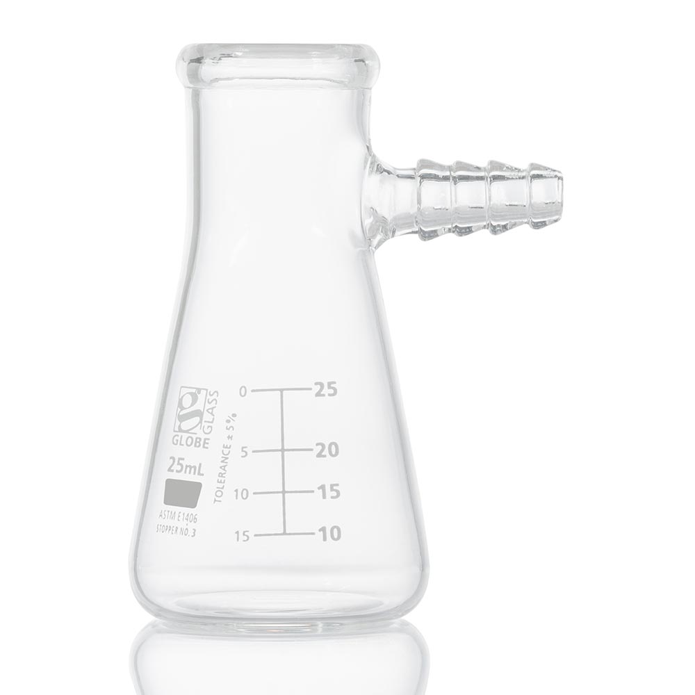 Globe Scientific Flask, Filter, Globe Glass, 25mL, Dual Graduations, ASTM E1406, 6/Box Image