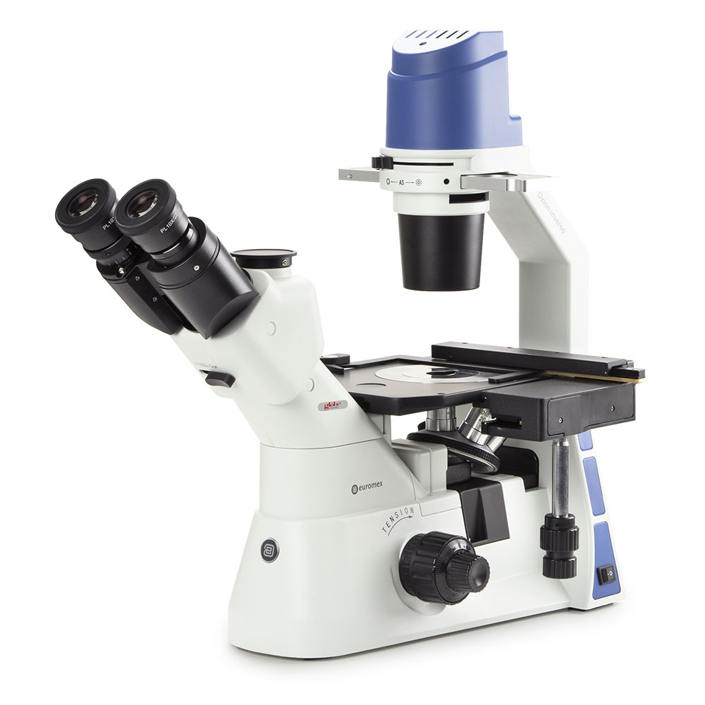 Globe Scientific Inverted trinocular microscope with mechanical stage PLPH 10/20/40x, 5W LED and with transportation box Image