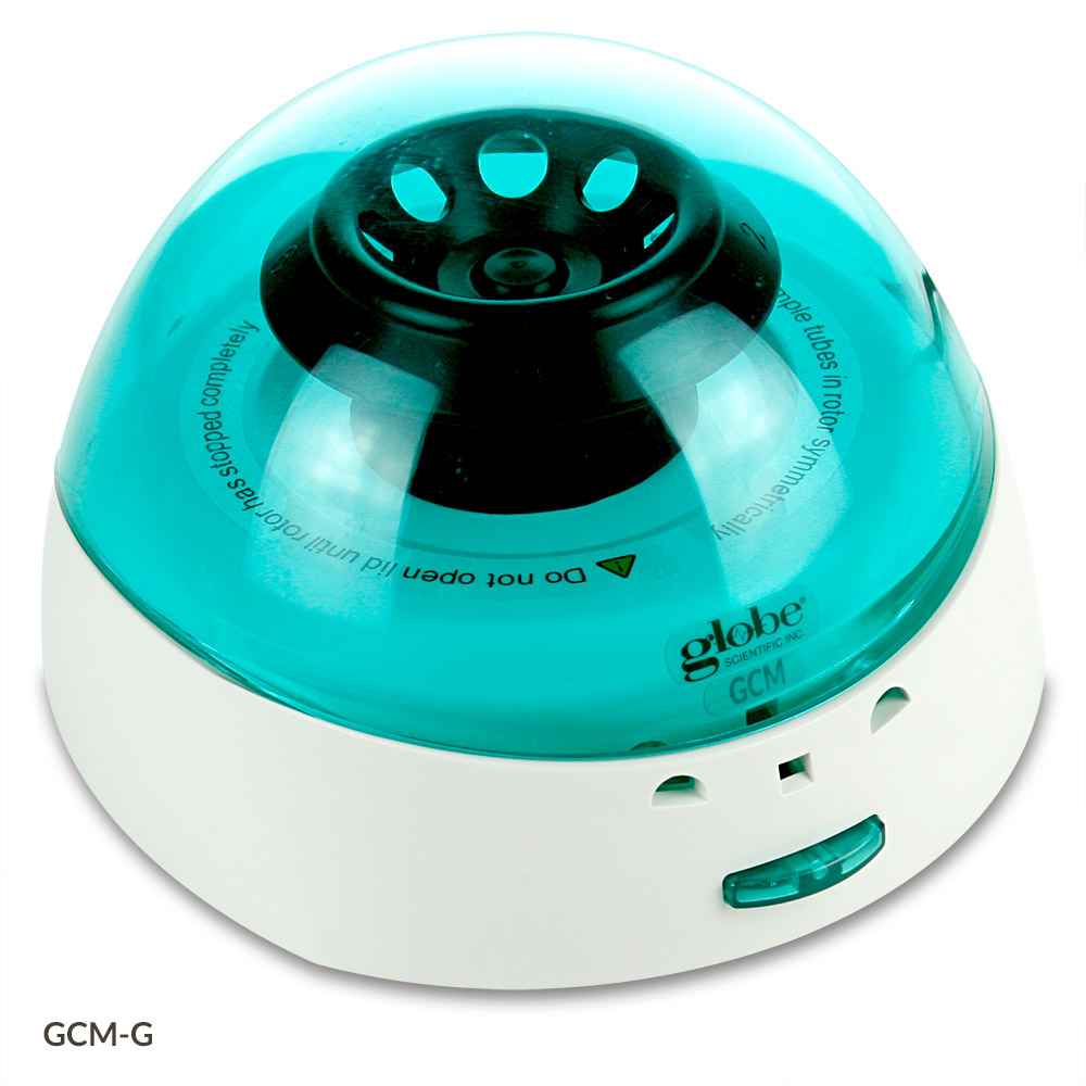 Globe Scientific Centrifuge, Mini, 8-Place, 7000rpm Fixed Speed, 120v, 60Hz, US Plug, Green Lid (Includes: 8-Place Rotor for 1.5mL/2.0mL Tubes, 2 x 8 Place Rotor for PCR Tubes/Strips and both Sleeves) Image