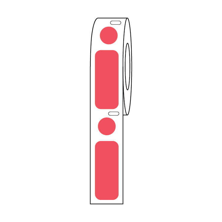 Globe Scientific Label/Dot Combo Roll, Cryo, Direct Thermal, 33x13mm & 9.5mm Dot, for 2.0mL Tubes, Red Image