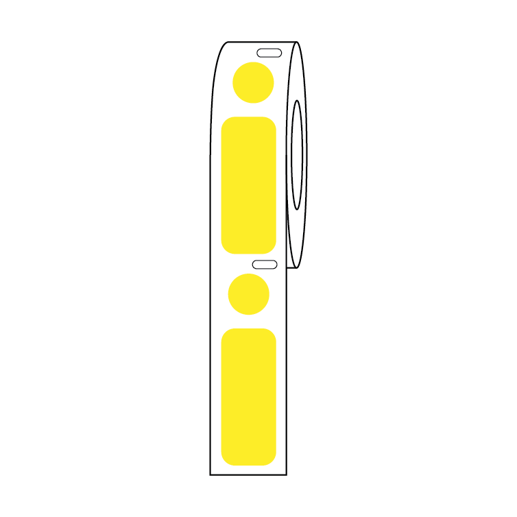 Globe Scientific Label/Dot Combo Roll, Cryo, Direct Thermal, 33x13mm & 9.5mm Dot, for 2.0mL Tubes, Yellow Image