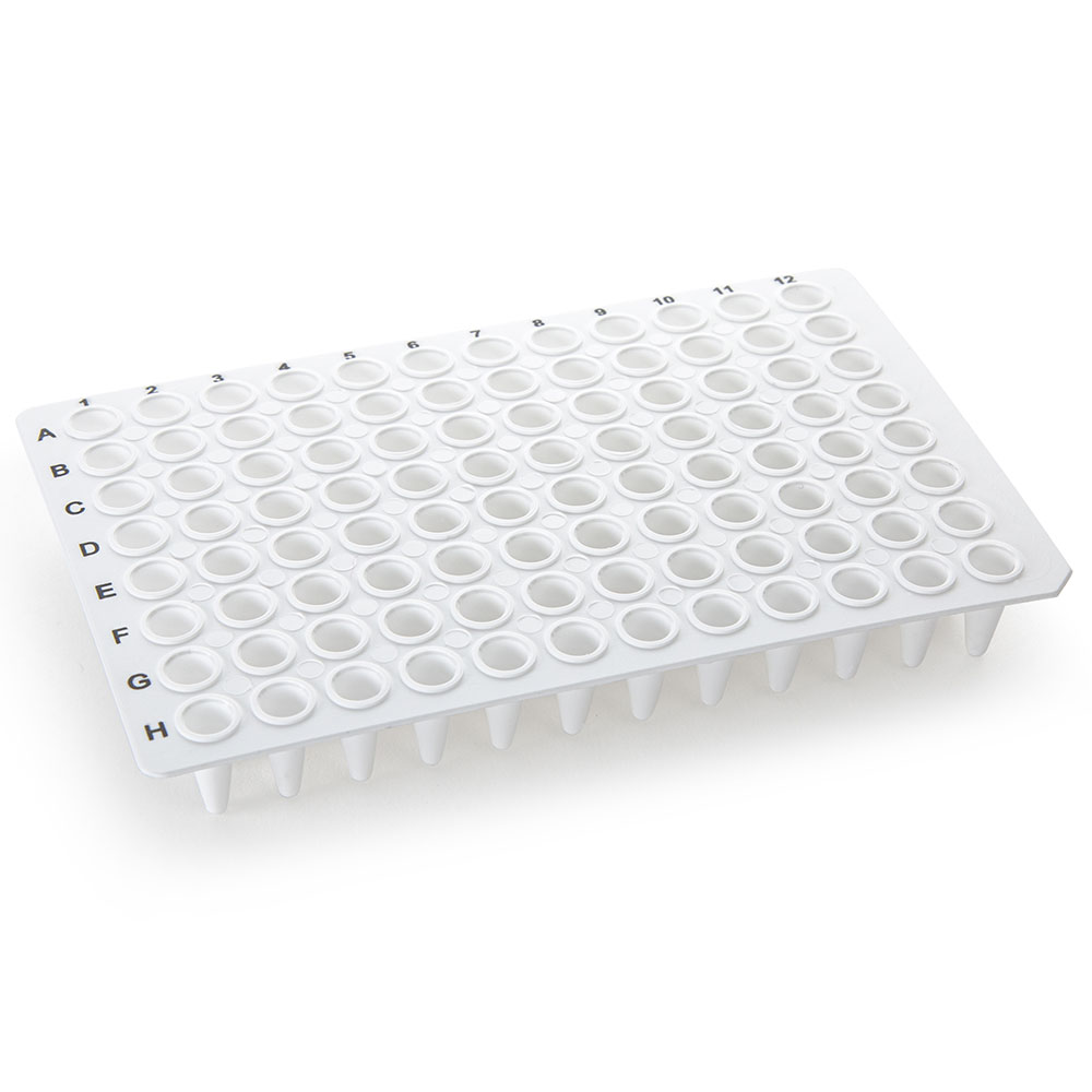 Globe Scientific 0.1mL 96-Well PCR Plate, Low-Profile, No Skirt, White Image