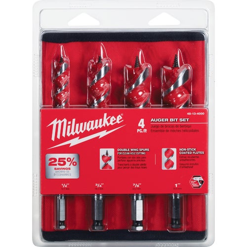 48-13-4000 Milwaukee 4-Piece Spur Auger Bit Set