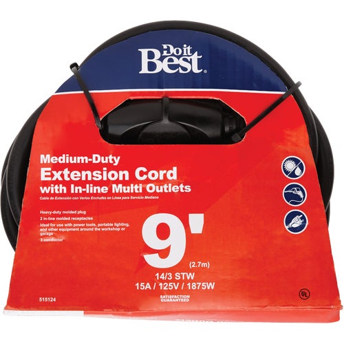 MLT-TW143-9-BL Do it Best 14/3 In-Line Multi Outlet Extension Cord