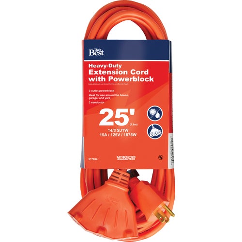 OP-JTW143-25-OR Do it Best 14/3 Extension Cord With Powerblock