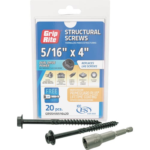 GRSSHW516420 Grip-Rite PrimeGuard Plus Hex Washer Head Structure Screws