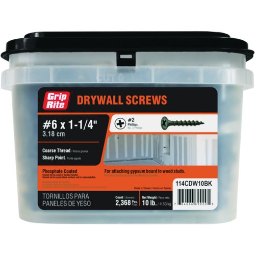 114CDW10BK Grip-Rite Coarse Thread Phosphate Drywall Screw