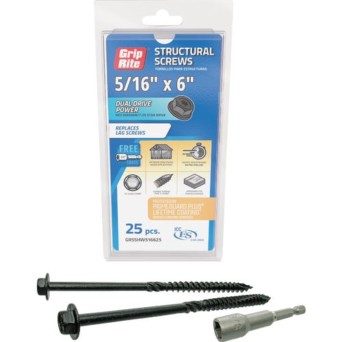 GRSSHW516625 Grip-Rite PrimeGuard Plus Hex Washer Head Structure Screws