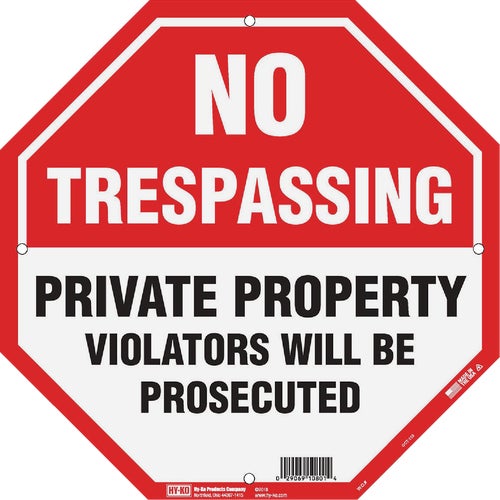 OCT-110 Hy-Ko No Trespassing Sign