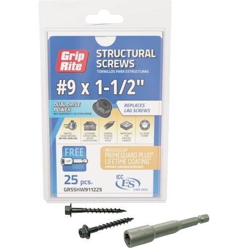 GRSSHW911225 Grip-Rite PrimeGuard Plus Hex Washer Head Structure Screws