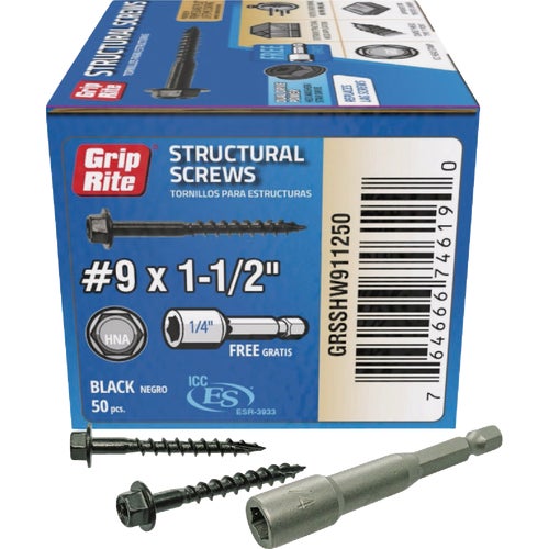 GRSSHW911250 Grip-Rite PrimeGuard Plus Hex Washer Head Structure Screws