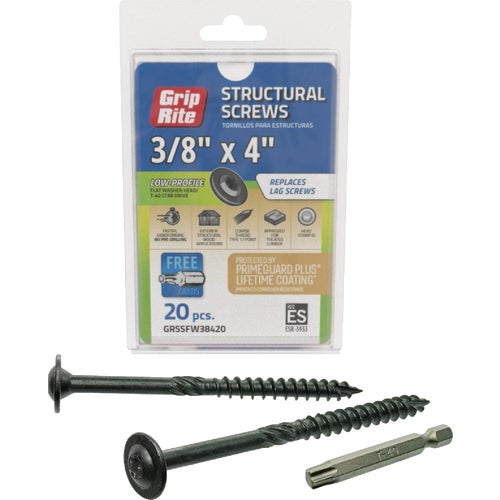 GRSSFW38420 Grip-Rite PrimeGuard Plus Flat Washer Head Structure Screws