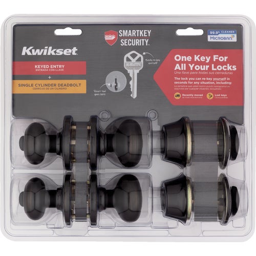 92420-063 Kwikset Cove SmartKey Combo Deadbolt and Door Knob Project Kit