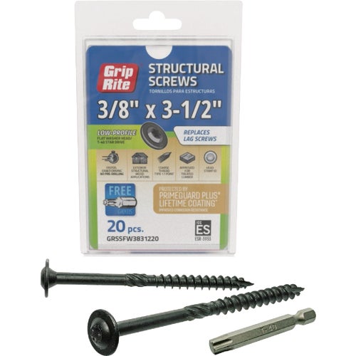 GRSSFW3831220 Grip-Rite PrimeGuard Plus Flat Washer Head Structure Screws