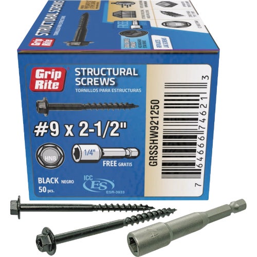 GRSSHW921250 Grip-Rite PrimeGuard Plus Hex Washer Head Structure Screws