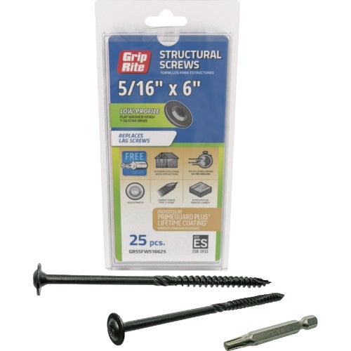 GRSSFW516625 Grip-Rite PrimeGuard Plus Flat Washer Head Structure Screws