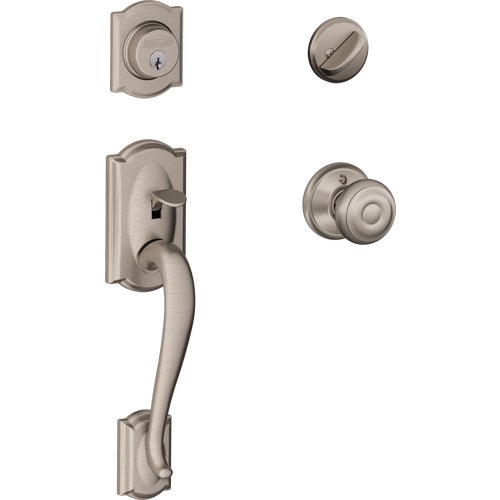 F60GCAM619GEO Schlage Camelot Single Cylinder Deadbolt Handleset