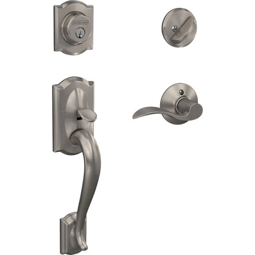 F60CAM619ACCLH Schlage Camelot Handleset with Accent Lever Single Cylinder Deadbolt