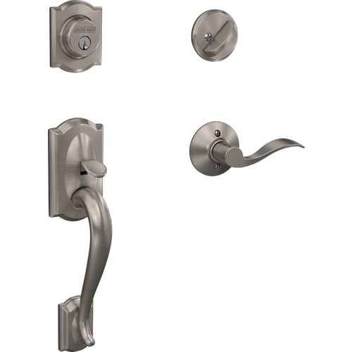 F60CAM619ACCRH Schlage Camelot Handleset with Accent Lever Single Cylinder Deadbolt