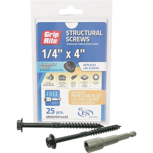 GRSSHW14425 Grip-Rite PrimeGuard Plus Hex Washer Head Structure Screws