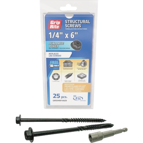 GRSSHW14625 Grip-Rite PrimeGuard Plus Hex Washer Head Structure Screws