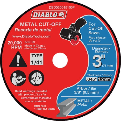 DBD030045105F Diablo Type 1/41 Metal Cut-Off Wheel for Cut-Off Saws