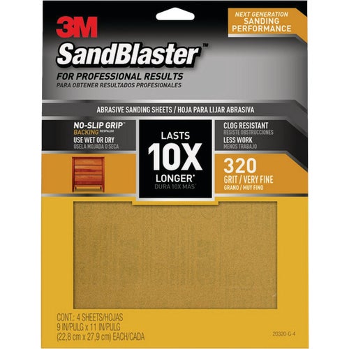 20320-G-4 3M SandBlaster No-Slip Grip Backing Sandpaper, 11 In. x 9 In.