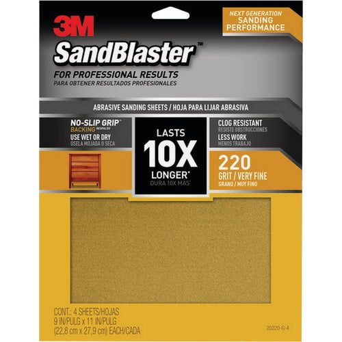 20220-G-4 3M SandBlaster No-Slip Grip Backing Sandpaper, 11 In. x 9 In.