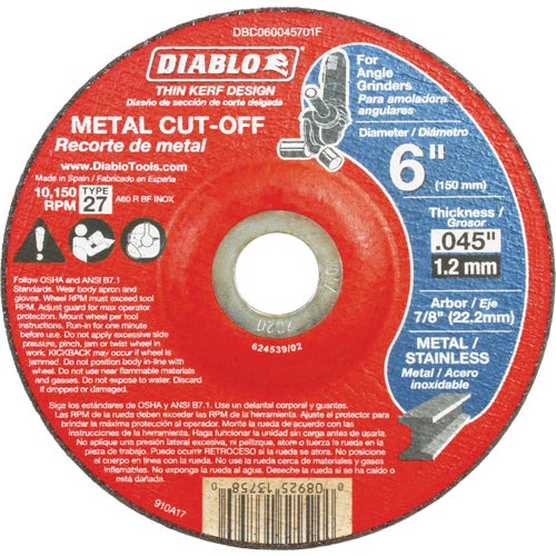 DBDS60045101F Diablo Steel Demon Type 1 Cut-Off Wheel