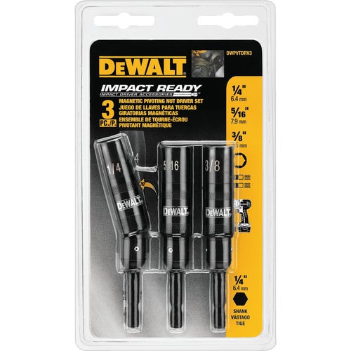 DWPVTDRV3 DeWalt Impact Ready Magnetic Pivoting Bit Holder Set