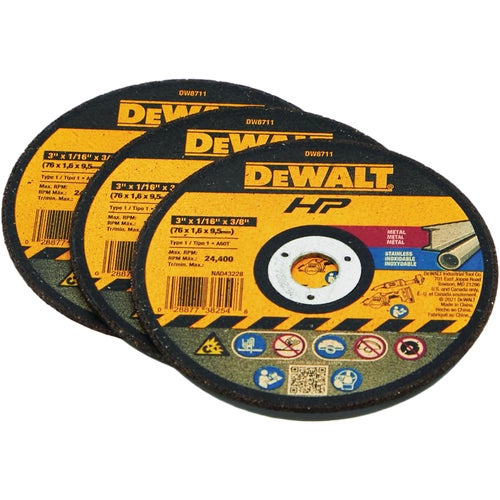 DW8711P3 DEWALT Bonded Cut-Off Wheel