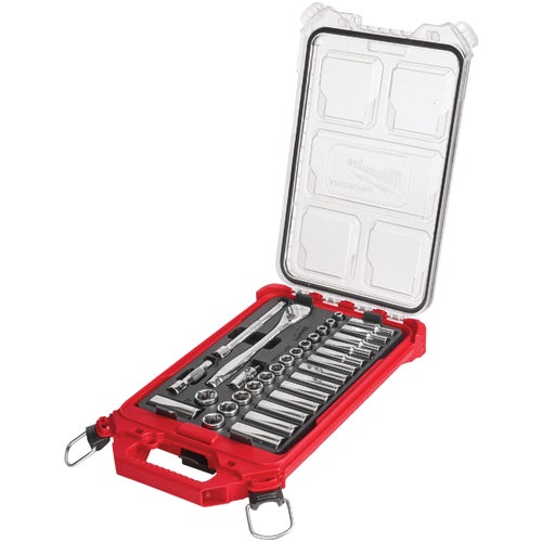 48-22-9482 Milwaukee 32-Piece 3/8 In. Metric Ratchet & Socket Set w/PACKOUT Oganizer