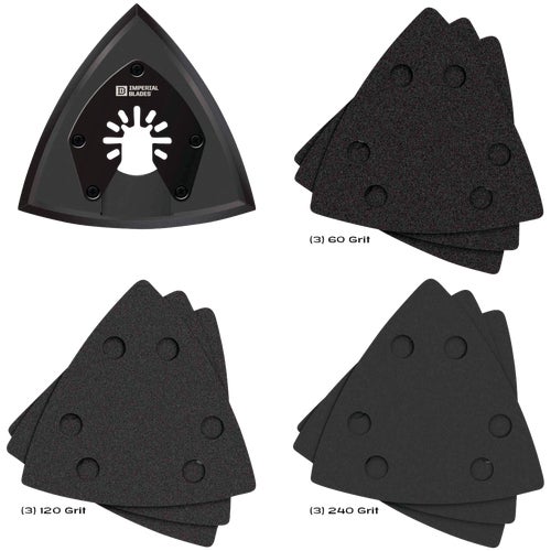 IBOTSPV-10 Imperial Blades ONE FIT Triangle Sandpaper Variety Pack w/Sanding Pad