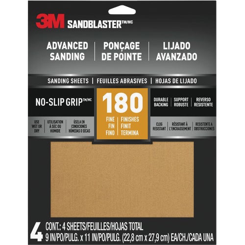 20180-G-4 3M SandBlaster No-Slip Grip Backing Sandpaper, 11 In. x 9 In.